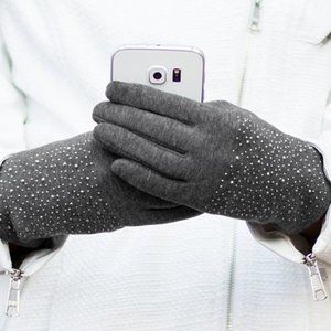 Gray Silver Sparkle Touch Screen Gloves